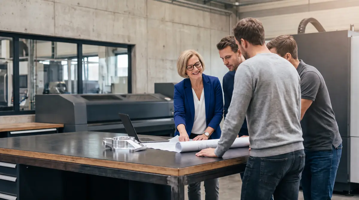 Mobility in Change homepage film featuring Christine Caillaud in a cross-border industrial setting.